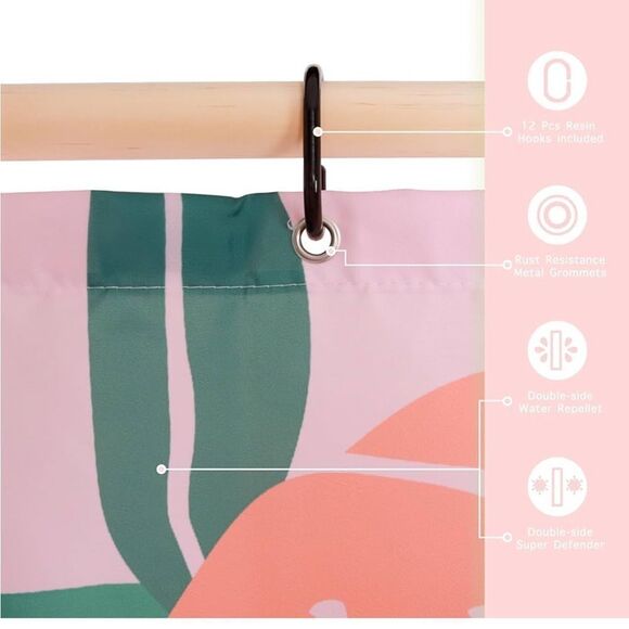 Peach Pattern Shower Curtain - Picture 3 of 6